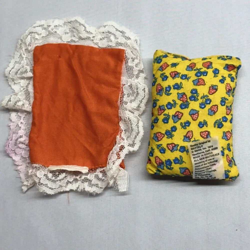 Vintage 70s Barbie and clone Slumber Party Bedspread Blankets and Pillows lot